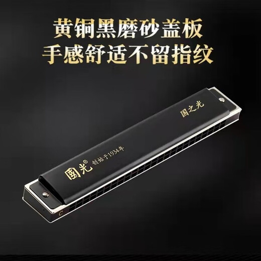 Guoguang Shanghai Leader Harmonic 24-hole Polyphonic C-tune Wave Sound Beginners Students Professionally Play the National Light of the National Light Black Frosted G-tune