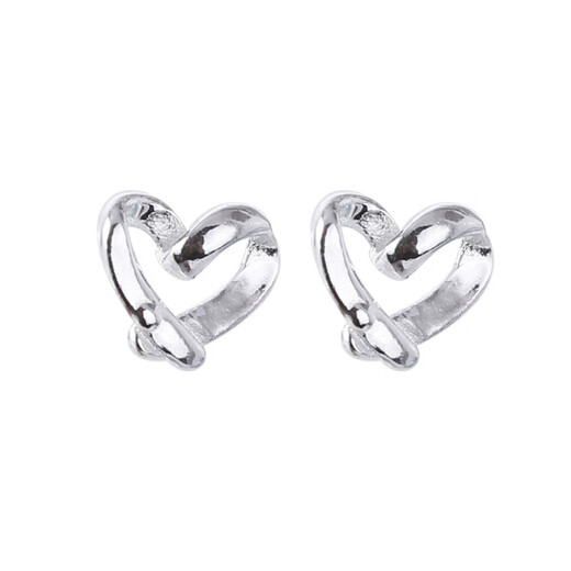 Hazel Orange 999 silver earrings for women with pierced ears, not prone to allergies, niche four-leaf clover foot white earrings that do not need to be picked for daily sleep, 999 silver heart-shaped pair