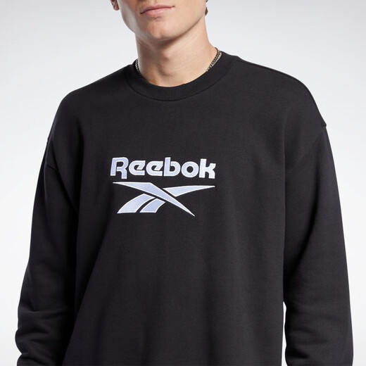 Reebok锐步情侣款CREW基础LOGO经典加厚长袖卫衣套头衫GU3873 GU3883_黑色 A/XS