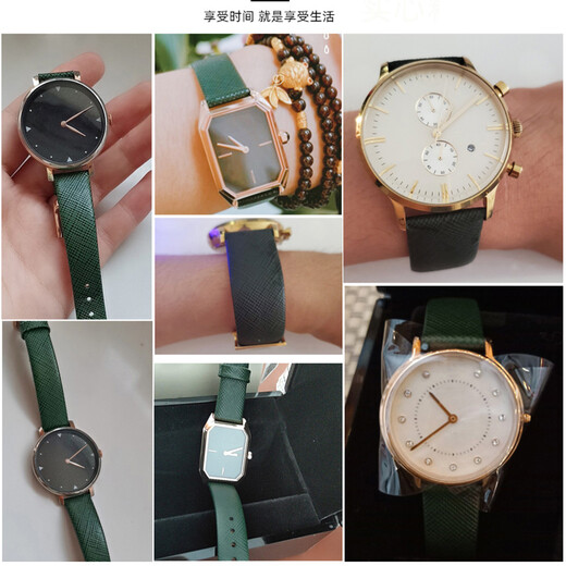 Yoyang kleines grünes Uhrengurt an armani ar11149 cardison renault dunkelgrüne kuhweihershöre echte Leder Uhr Kette für Frauen 14mm dunkelgrüne Uhrengurt goldene Schnalle 14mm