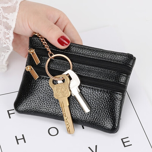 Tuzun Coin Wallet Women's Wallet Mini weiche Leder Handtasche Kleine Brieftasche Key Coin Card Bag Short Reißverschluss Beutel Schwarz