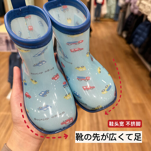 BananaRoom日本儿童雨鞋幼儿园宝宝雨靴小童套鞋男女童上学玩水防滑超轻 忙碌小汽车 27.5 内长18cm适合脚长16.5-17cm