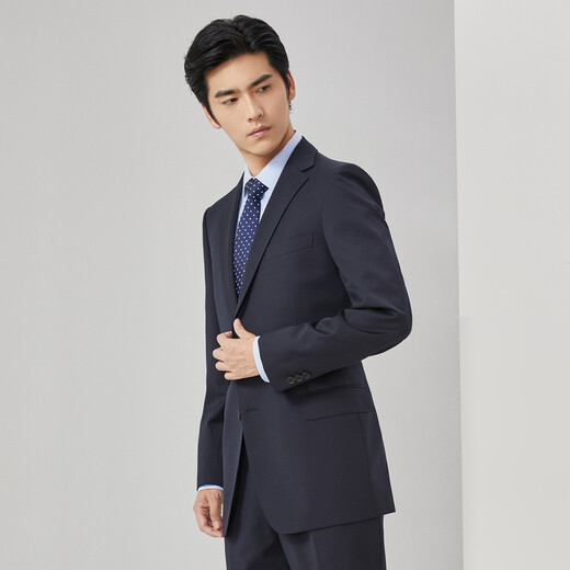 雅戈尔（YOUNGOR）套西上衣男03F1款两粒单排扣外套标准版商务西服羊毛混纺商场同款 藏青 L 175/96A