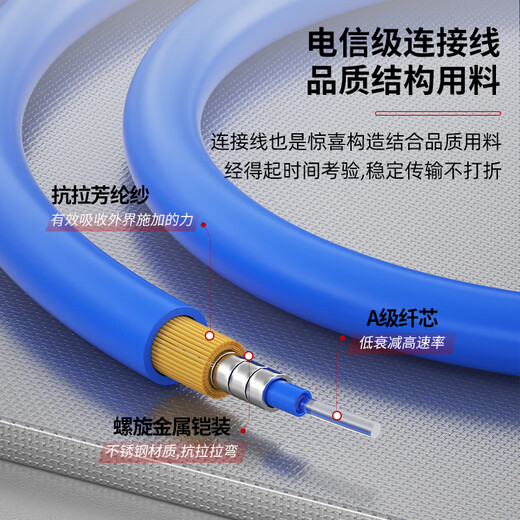 诺可信（Nokoxin）GYXTW室外单模铠装成品光缆免熔接2芯4 6 8芯LC/SC/FC接头光纤跳线 防水防潮抗拉架空管道架空尾缆 室外成品铠装光缆4芯 SC-SC 200米