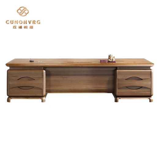 CUNOHVRG New Chinese Style Atmosphere Solid Wood Boss Desk President Desk Manager Desk Executive Desk Walnut Simple Office Desk and Chair Combination 2m Desk