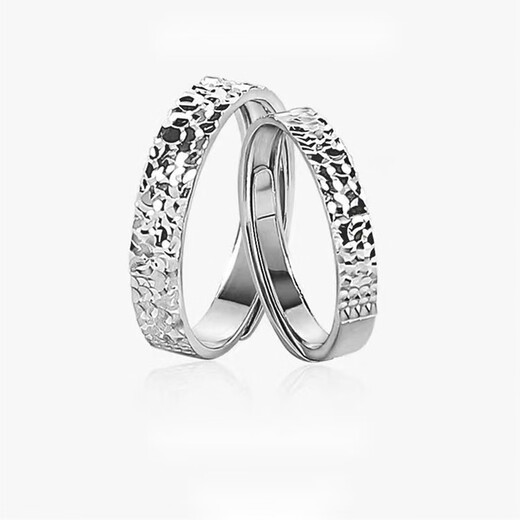 Fan Shize 999 Pure Silver Crushed Ice Couple Ring Men and Women Sterling Silver Niche Design Opening Adjustable Ring Gift 999 Pure Silver Couple Ring + Certificate + Gift Box Opening Adjustable
