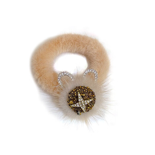 Charming season, autumn and winter temperament, rhinestone plush hair ring headdress for women, tied with scalp bands, fashionable buns, hair ropes, versatile 3897 gray and blue hair rings