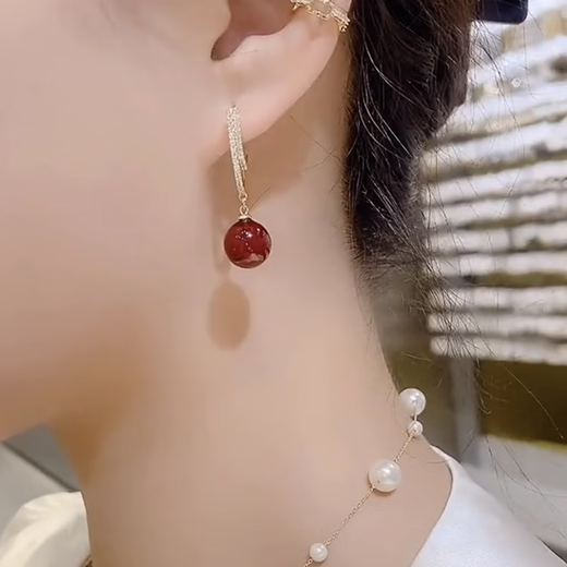 Idel Fashionable Personalized Earrings Earrings Women's Red Geometric Earrings Korean Style Long Birthday Gift Red Earrings E2425