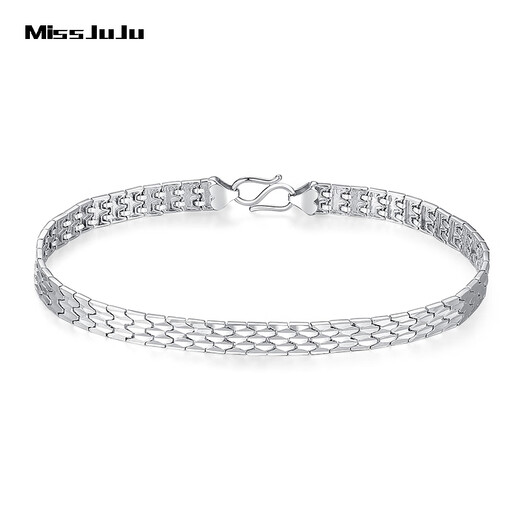 Miss JuJu platinum bracelet for men, fashionable pt950 platinum snake pattern chain, trendy men's wide face, thick and versatile bracelet, weight 14.59 grams, length 18cm, thickness 5.4mm