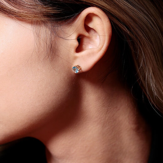 GEM STONE KING 1.8 carat Swiss blue topaz stud earrings 14K gold inlaid with a single colored gemstone classic gift for girls Swiss blue topaz