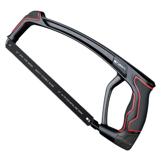 DELIXI ELECTRIC Hacksaw Hand Saw Household Saw Iron Artifact Saw Steel Bar Iron Pipe Metal Hacksaw Stand Manual Saw Bow 500G All-Steel Heavy-Duty Model (3 Saw Blades)