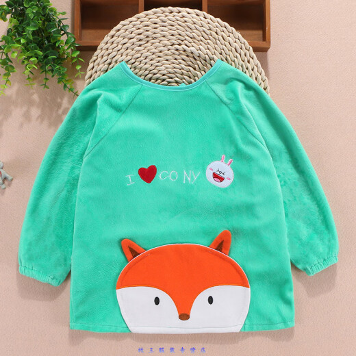 Coveralls children winter children's coveralls baby girls waterproof eating clothes long-sleeved children's apron reverse dressing boys baby protective clothing autumn and winter fox fruit green 120 (120 size recommended 4-5 years old)