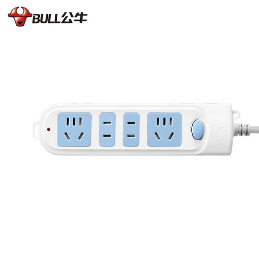 Bull Wetket, Tablero de enchufe eléctrico multifuncional de cable largo y blanco múltiple de múltiples orejas, Tablero de remolque de control de control separado con puerta protectora infantil/nuevo estándar nacional/enchufe de la fila/placa de conector 4 posiciones [control total] 4 metros GN-607