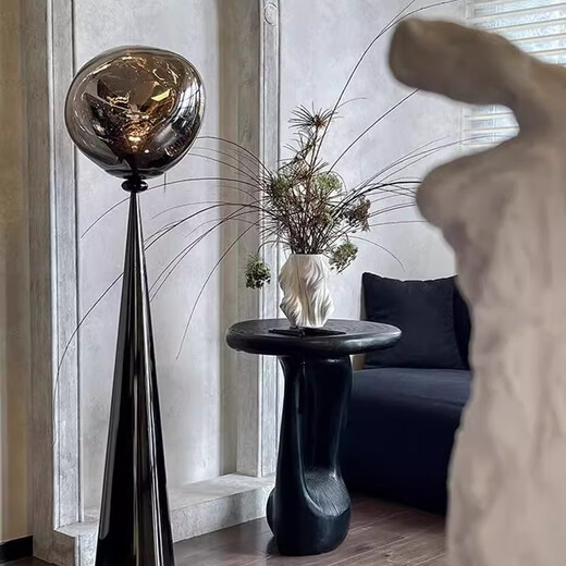 Zhongshuai high-end lava floor lamp post-modern light luxury living room bedroom study room decoration creative atmosphere Italian style H155 pearl black + smoke gray lampshade remote control dimming