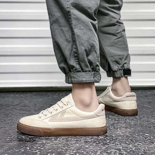 回力男鞋低帮帆布鞋2025夏季新款男士百搭休闲运动鞋舒适透气情侣板鞋 米/粽 39