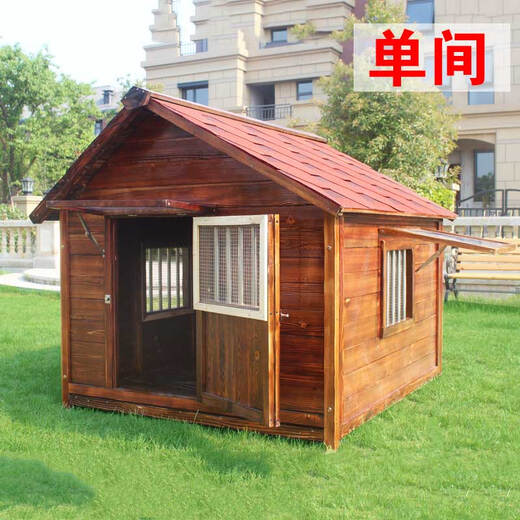 Dog House Outdoor Waterproof Solid Wood Dog House Medium and Large Dog Golden Retriever Dog House Rainproof Summer Outdoor Four Seasons Pet Villa 5XL Single Room Double Windows with Screen Package Installation
