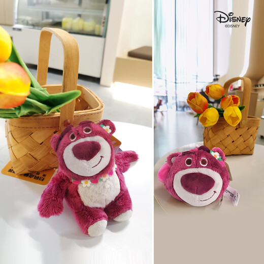 迪士尼（DISNEY）星际宝贝玩具总动员史迪奇草莓熊安琪汽车钥匙扣书包毛绒挂件 草莓熊花环挂件 0