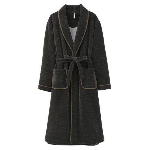 Anzhiban Couple Pajamas New Style Pet Antistatic Warm Double Layer Temperature Locking Composite Velvet Cardigan Bathrobe Home Clothes A Whale Gray XL