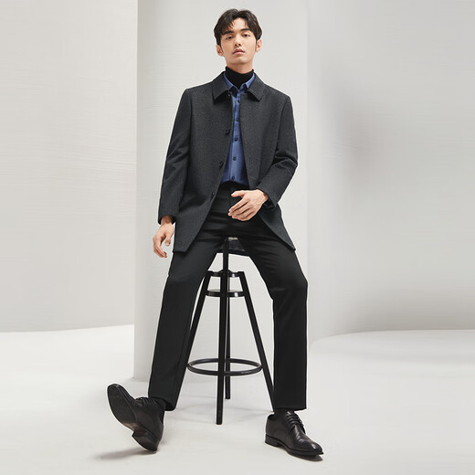 Qipai pure wool woolen coat men's autumn and winter business gentleman thick lapel warm coat