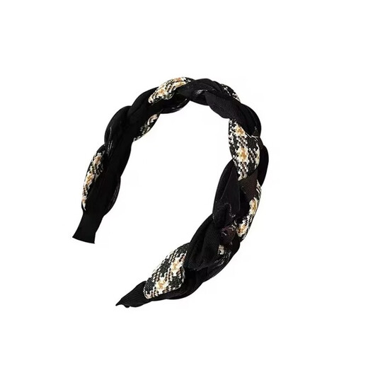 Zhuo Keke Retro Twist Headband Women's Autumn and Winter Temperament High Skull Headband Internet Celebrity Hair Clip Pressed Hair Anti-Slip Hair Bundle Headwear Black Letter Style