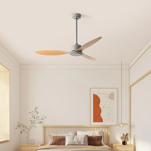 Weather Vane Moderner Industriestil Leichtes 56-Zoll-Deckenlüfter Restaurant Decke Einfacher elektrischer Lüfter Wohnzimmer Kommerzielle Lüfter Frequenzumwandlung 42-681A Schwarze 3 Blätter-Tiefe Holzkornblätter ohne Lampe Fernbedienung
