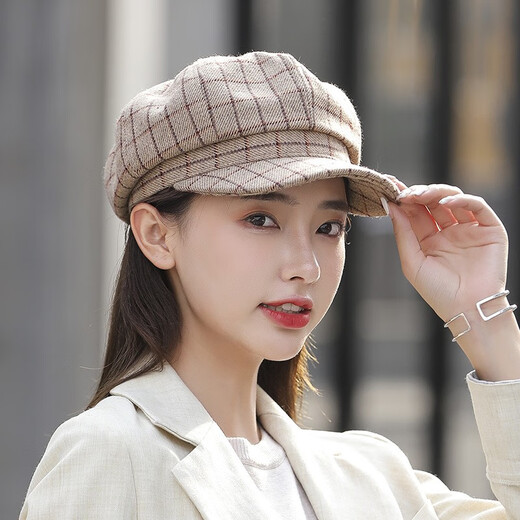 SOMUBAY autumn and winter women's hat fashionable octagonal hat female British Korean style Japanese style beret fashion simple khaki