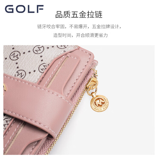 Golf (GOLF) short wallet for women fashion printed women's coin wallet multi-function card bag coin clip ticket bag portable handbag cherry pink apricot color