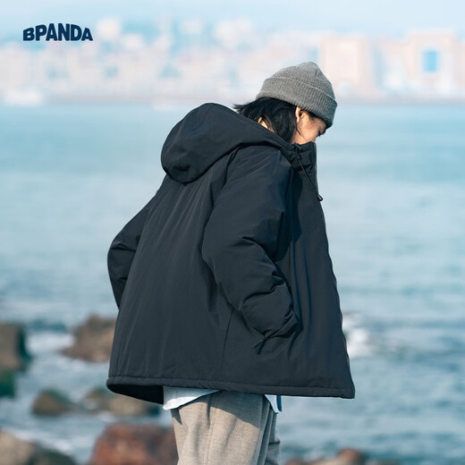 Panda Ben (ben.panda) cotton-padded jacket for men in autumn and winter, mountain style, warm, water-repellent, loose-fitting, couple cotton-padded jacket, multi-wear jacket, black L