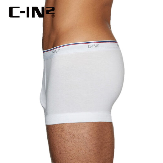 
C-IN2 new underwear men's cotton spandex thin style close-fitting comfortable low waist U convex sexy boxer 6623ER White 100- 1 S suitable for 2 feet 1-2 feet 3 waist (size 28-30)