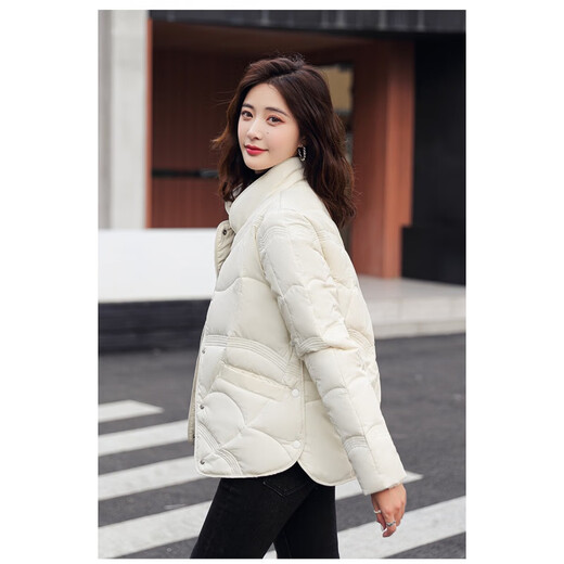 MARKYINXIANG高档轻奢品牌轻薄羽绒服女短款冬季新款新国标羽绒女小个子外套女 TT7170 茵曼   白色 S （90-110斤）