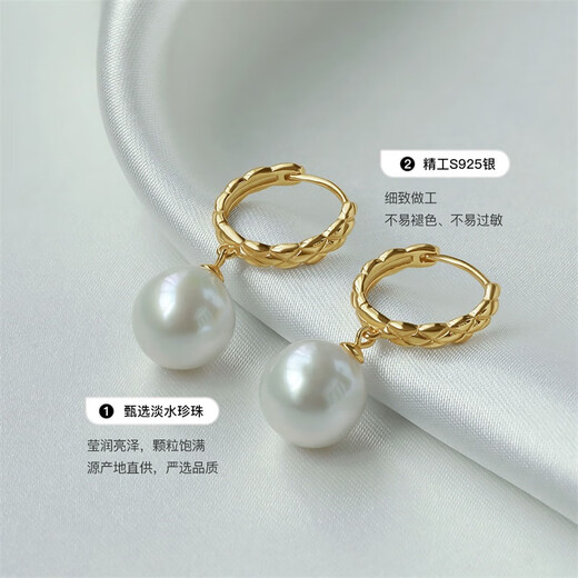 Queen of Pearls 10-11mm Near Round Highlight Freshwater Pearl Earrings Pearl Earrings Birthday Gift for Women