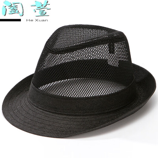 HTKD中老年男士夏季凉帽夏天中老年人帽子男士遮阳帽爸爸礼帽网 深灰色 M(56-58cm)可调节
