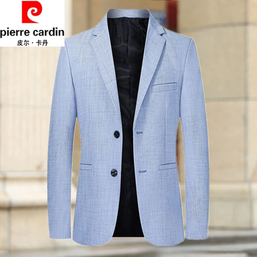 皮尔卡丹（pierre cardin）2024春秋季新款男士西服修身韩版商务正装中年免烫小西装外套 蓝色610 180/XL(135-150斤)