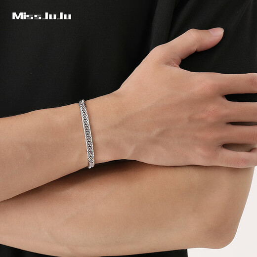 Miss JuJu PT950 platinum bracelet men's platinum horsewhip bracelet, large and thick 12-cut Xiping bracelet (in stock) weighs 25.77 grams, is 21cm long and about 5.8mm wide