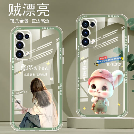 Yiheng is suitable for OPPOK7X mobile phone case full-edged transparent silicone soft anti-fall straight edge protective case lens protection for women's new cute cartoon advanced ou866 Zhaocao OPPOK7X [single shell]