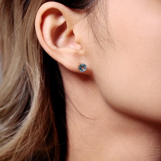 GEM STONE KING 1.8 carat Swiss blue topaz stud earrings 14K gold inlaid with a single colored gemstone classic gift for girls Swiss blue topaz