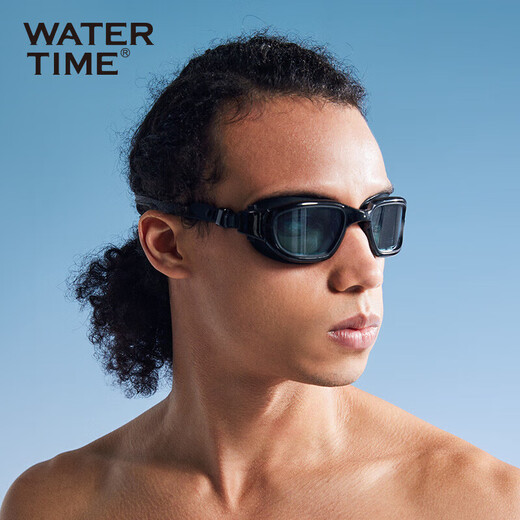 WATERTIME/水川 泳镜近视防雾大框游泳镜男女游泳眼镜专业训练黑色300度