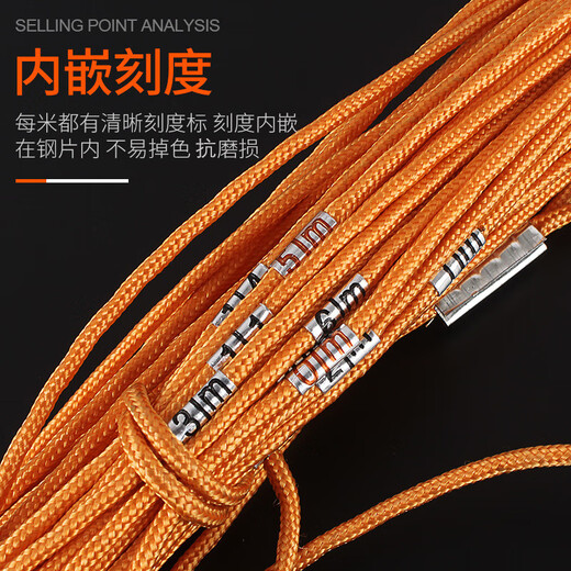 Mitzi Steel Wire Nylon Measuring Rope Thick Steel Wire Measuring Rope with Scale Engineering Pile Foundation Logging Rope Sports Rope Ruler 100 Meter Rope Built-in Steel Wire Model-50 Meters
