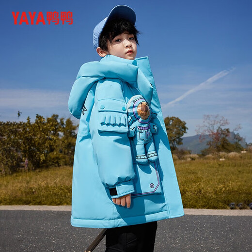 
Duck children's down jacket for boys and hooded little girls and children's long thickened warm space bear down jacket 683E YE2B827683E water blue 150
