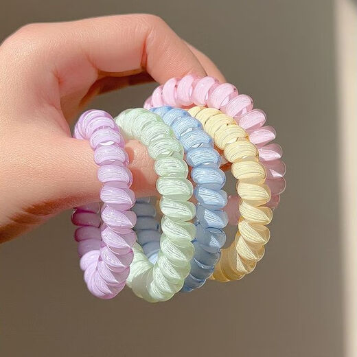 Qindu phone ring high-end sense hair rope mixed combination rubber band electric coil small fresh traceless hair tie hair rope for women mermaid blue 4 pieces