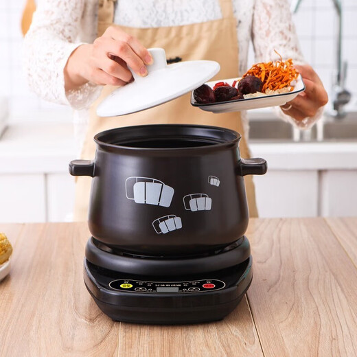 A pot of 100-drink soup pot, electric casserole for porridge, ceramic stew soup pot, split type fully automatic health pot, large capacity 5L black pot G + black base, can stew a whole chicken