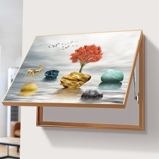 Jingpai Electric Meter Box Decoration Painting without Punching Hydraulic Up-Rolling Main Switch Strong Electric Box Mural Restaurant Distribution Box Hanging Painting 757-5 45*35 (blocking 35*25) Hydraulic Gold Frame