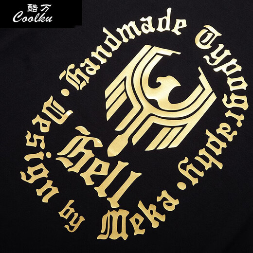 Coolku (Coolku) Large-sarge Männer gedrucktes kurzärmeliges T-Shirt für Männer mit Fett Plus-Größe losen Fett Mann Sommer großer T-Shirt-Trend T6174 Black M