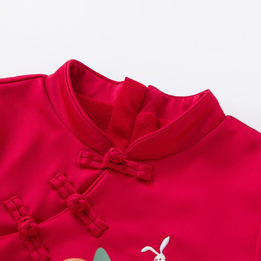 YEEHOO off-season autumn and winter baby clothes for girls, Chinese style fake two-piece velvet dress, New Year red YRLAJ42344A 90cm