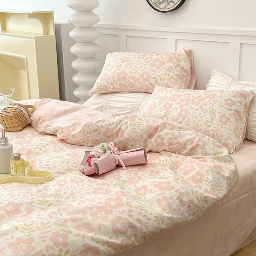 Youke Life, Simple Hand-painted Four-Piece Set, Colorful Ink Splash, 1.8m Fittings Style Four-Piece Set (Quilt Cover 200*230cm)