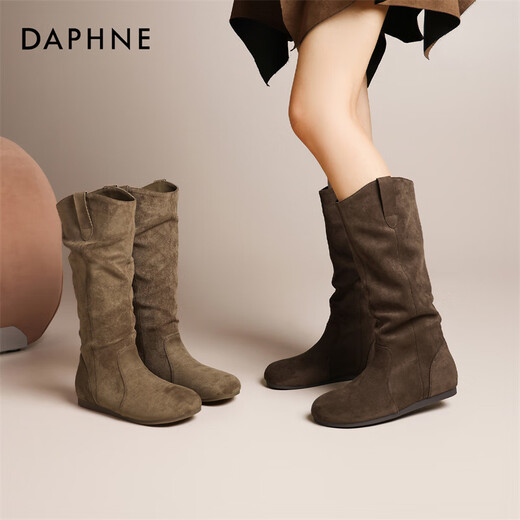 
Daphne boots women's retro western denim pile boots suede martin boots women 4024605063 brown 38