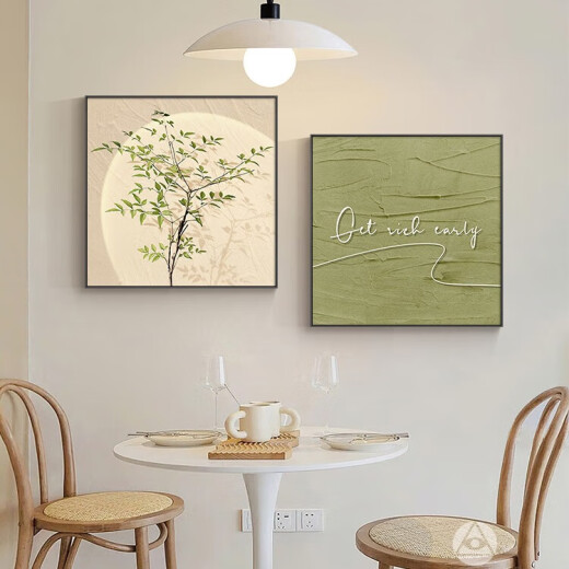 Huaixue Cream Style Restaurant Dekorative Malerei Kombination Nordic Style Wohnzimmer Esstisch Wand Hänge Malerei Blockstil Bett Schlafzimmer Bett Wandgemälde JD12370 50*50 cm Kristall Porzellan Aluminiumlegierung Gold Rahmen