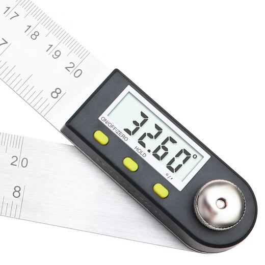 Three-quantity 90-degree measuring instrument multi-function digital display angle ruler universal energy angle ruler protractor woodworking high precision JDC02 0-200mm (stainless steel ruler body)