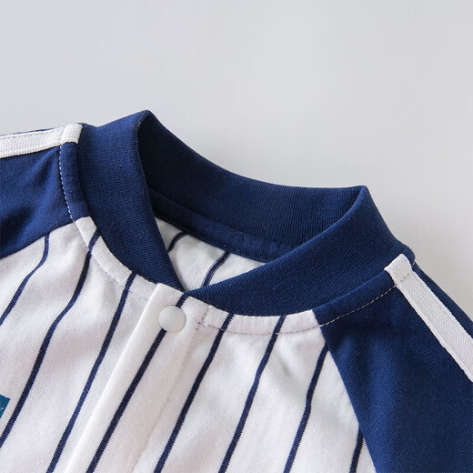 davebella David Bella children's clothing summer baby jumpsuit short-sleeved jumpsuit newborn baby striped baby crawling suit men's summer DBM14107 blue and white stripes 90cm

