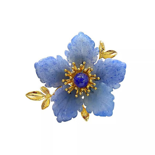Marco Bizzarri birthday gift, blue flower brooch, high-end female blue flower anti-exposure brooch, exquisite and elegant ladies corsage, Valentine's Day gift for wife, Mother's Day gift for mom
